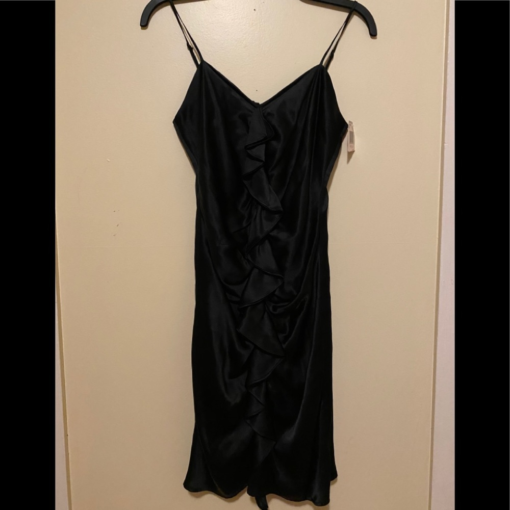 Betsy Johnson Black Silk Ruffle Front Dress